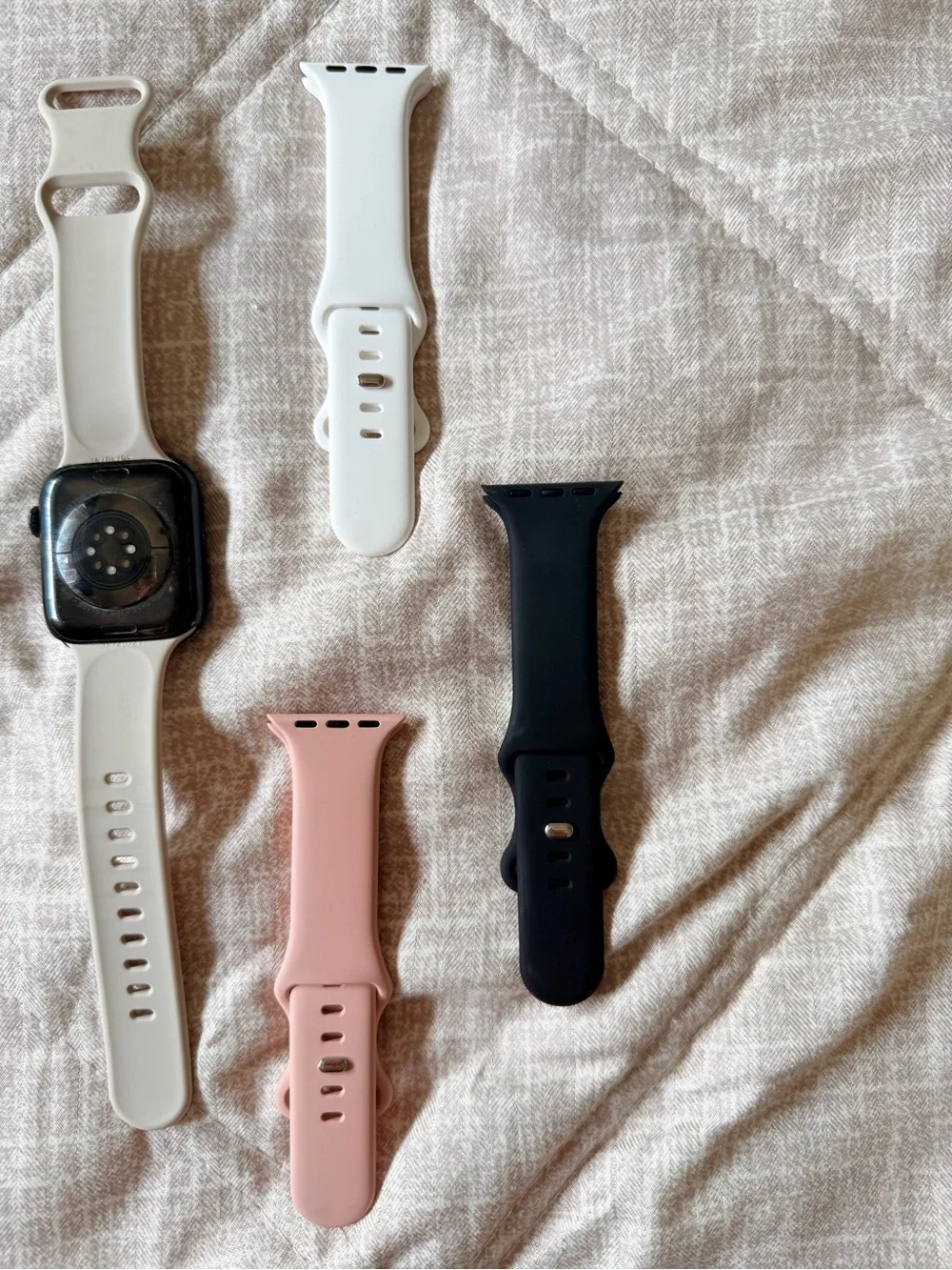 Apple Silicone Smartwatch Bands and White Apple Watch